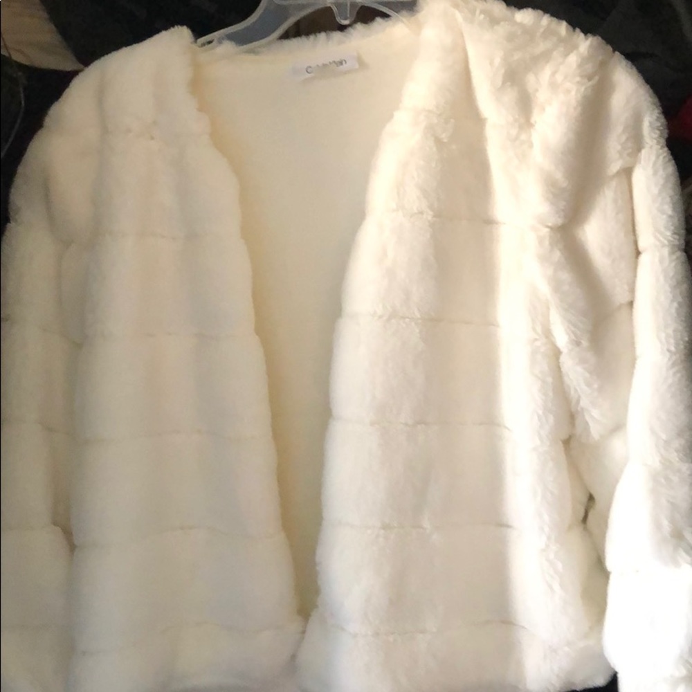 Puffy Off-White Fur Jacket by Calvin Klein